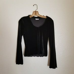Vintage 90s velvet ruffle hem top